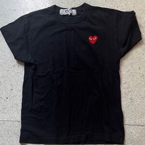 Comme des Garcons PLAY Black Tee with Red Heart